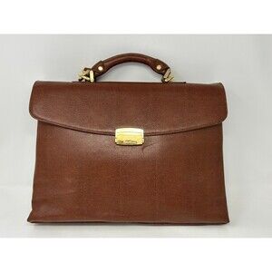 Mimi DiCarlo Brown Leather Briefcase Embossed Leather Business Bag 16"
